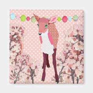 Cherry Blossom Pretty Pink Fawn Magnet