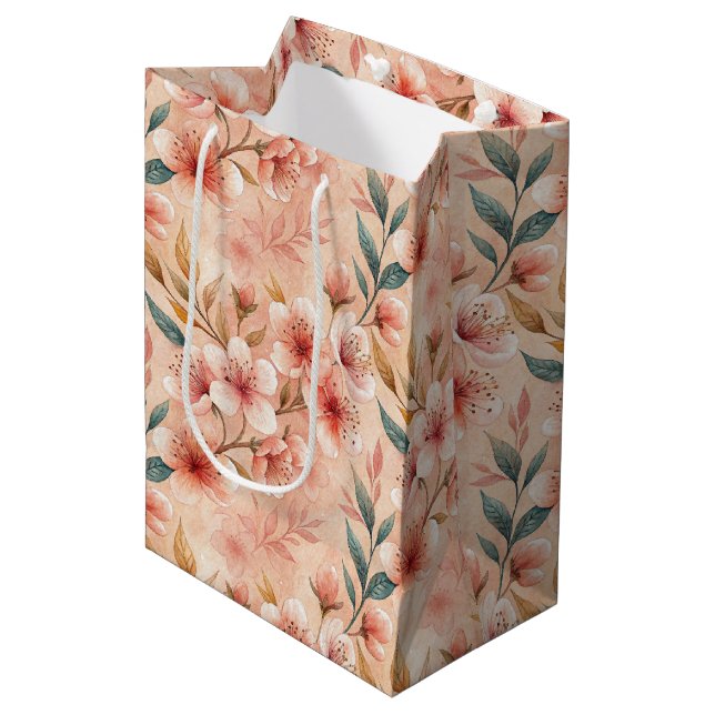 Cherry Blossom Print Gift Bag (Front Angled)
