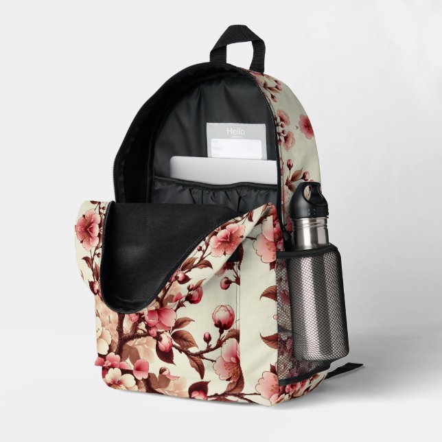 Cherry Blossom Printed Backpack (Back Corner Right (Open))