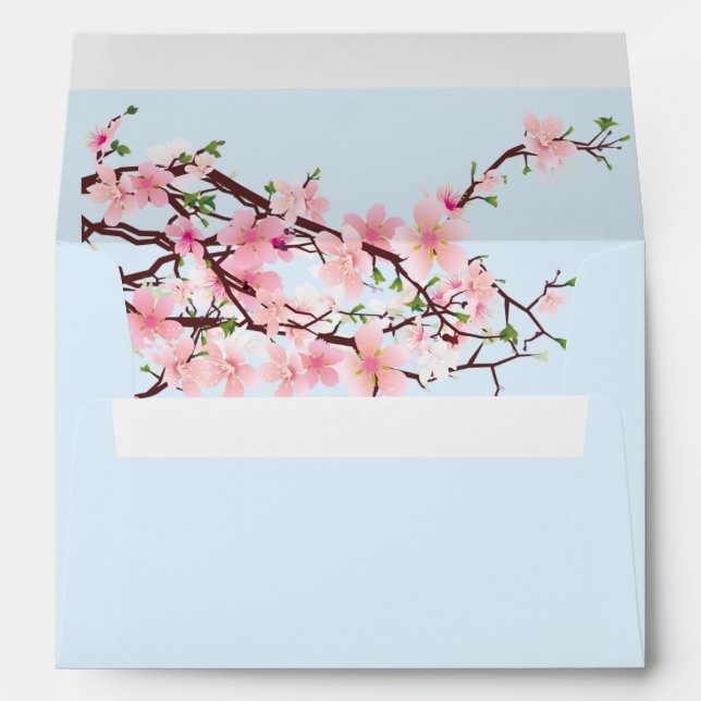 Cherry Blossom Printed on Inside Wedding Envelope (Back (Bottom))