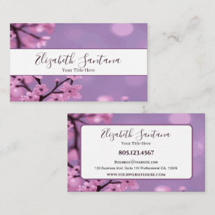 Cherry Blossom Purple Background Business Card