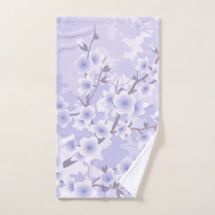 Cherry Blossom Purple Floral Hand Towel
