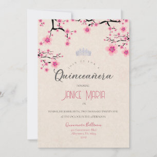 Cherry Blossom Quinceañera Invitation