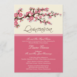 Cherry Blossom Quinceanera Invitation (pink)