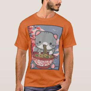 Cherry Blossom Ramen Cat Kawaii 186 T-Shirt