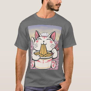 Cherry Blossom Ramen Cat Kawaii T-Shirt