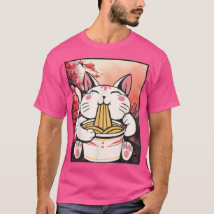 Cherry Blossom Ramen Cat Kawaii T-Shirt