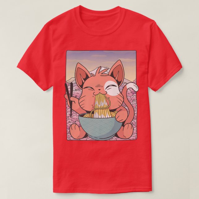 Cherry Blossom Ramen Cat Kawaii           T-Shirt (Design Front)