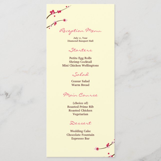 Cherry Blossom Reception Menu (Front)
