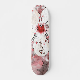 Cherry blossom red and white girly sakura skateboard
