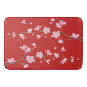 Cherry Blossom - Red Bath Mat