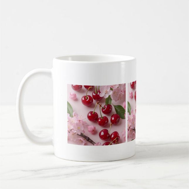 Cherry Blossom & Red Cherries Mug – Mug in (Left)