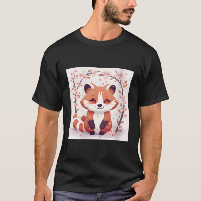 Cherry Blossom Red Panda Adorable T-Shirt (Front)