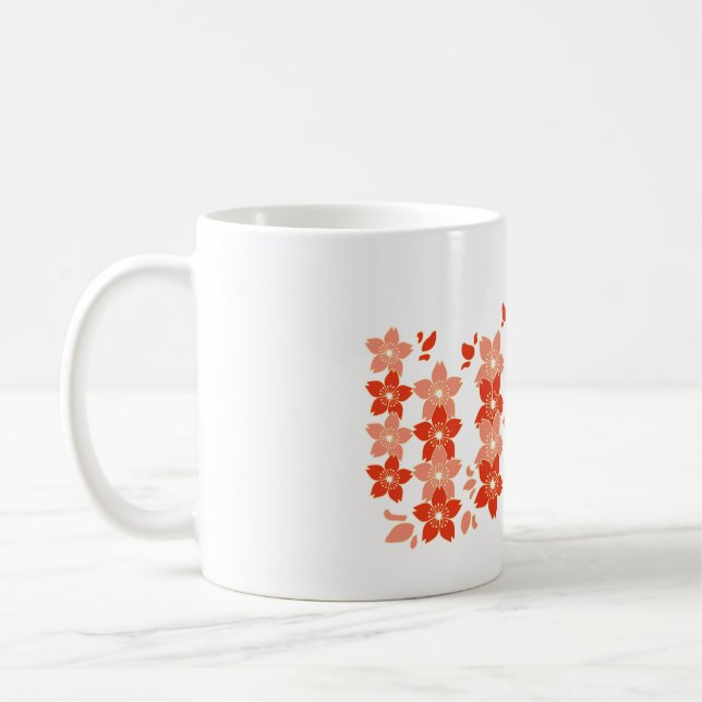 Cherry Blossom Red Pink Coffee Mug (Left)