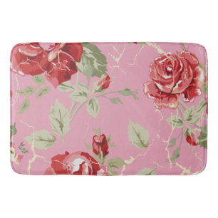 Cherry blossom red rose bath mat