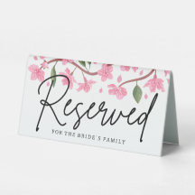 Cherry Blossom Reserved Table Tent Sign