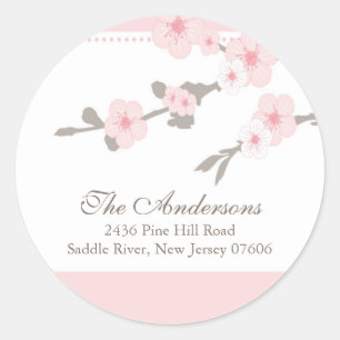 Cherry Blossom Return Address Wedding Sticker
