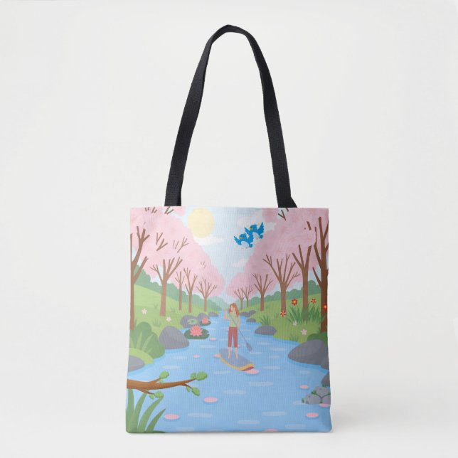 Cherry Blossom River Adventure  Tote Bag (Front)