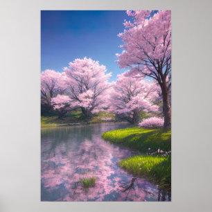 Cherry Blossom Riverside Poster