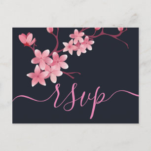 Cherry Blossom RSVP Invitation Postcard