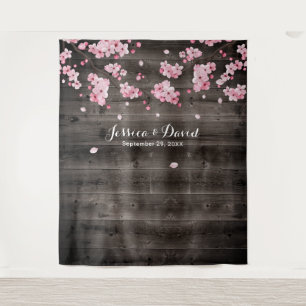Cherry Blossom Rustic Barn Wedding Backdrops Tapestry