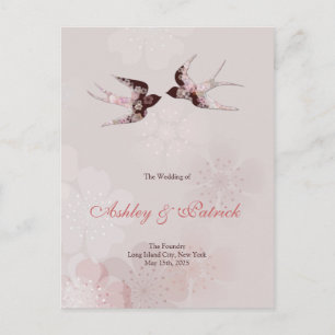 Cherry Blossom Sakura and Floral Swallows2 Program Announcement Postcard