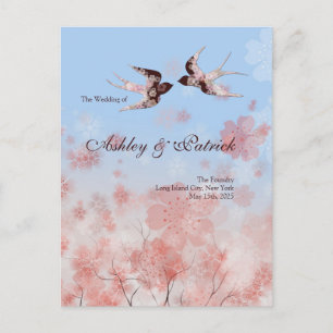 Cherry Blossom Sakura and Love Swallows Program Announcement Postcard