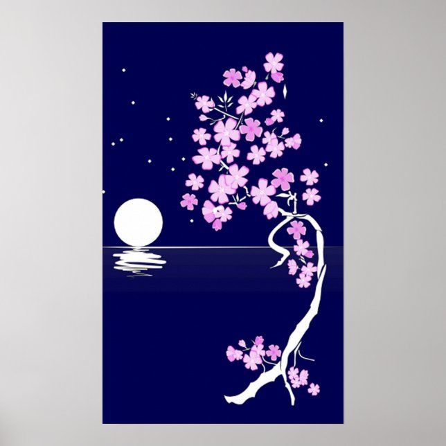 Cherry blossom (Sakura) at night Print (Front)