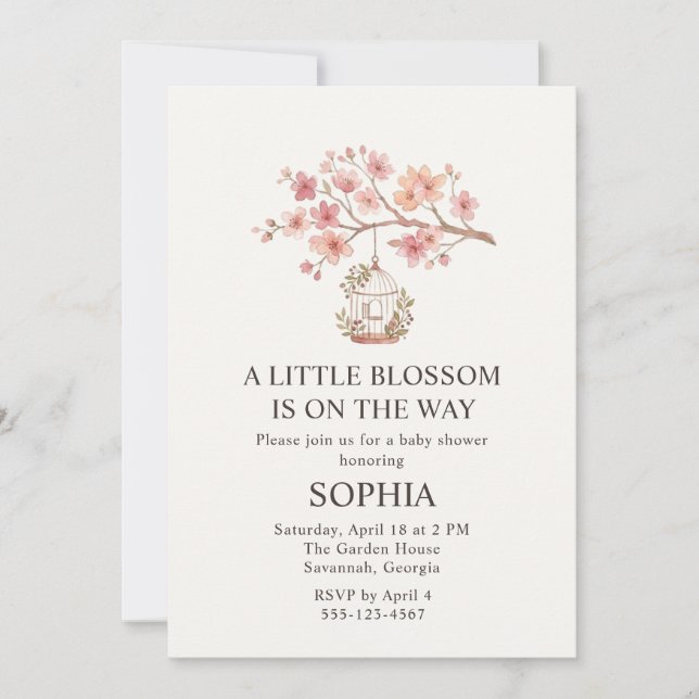 Cherry Blossom Sakura Baby Shower Invitation (Front)