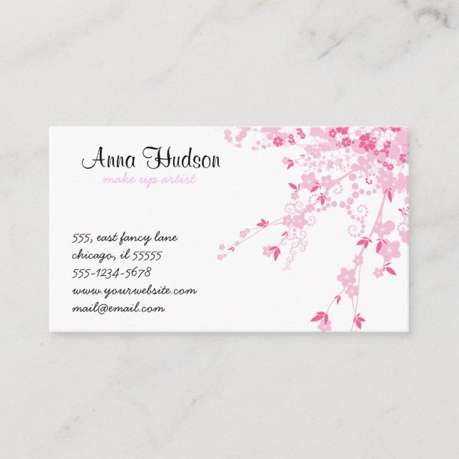 Cherry Blossom, Sakura, Floristry, Flower Shop Business Card (Front)