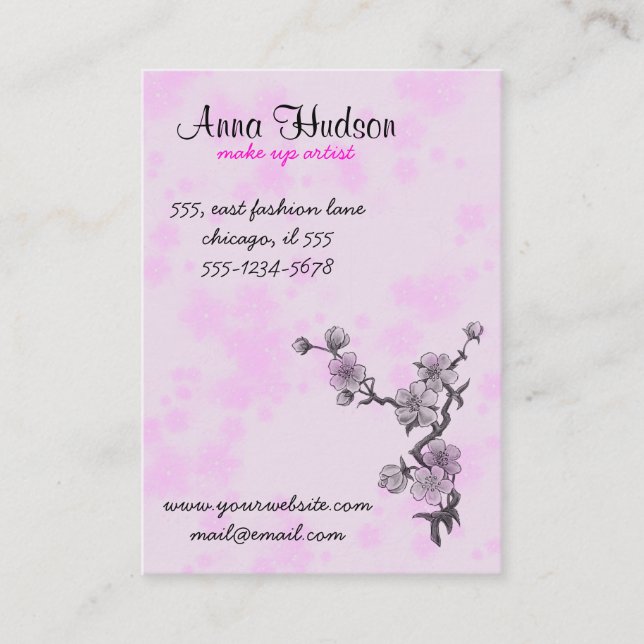 Cherry Blossom, Sakura, Floristry, Flower Shop Business Card (Front)