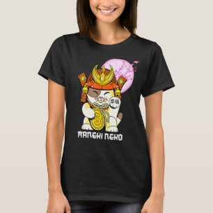 Cherry Blossom Sakura Flower Japanese Lucky Cat Ma T-Shirt