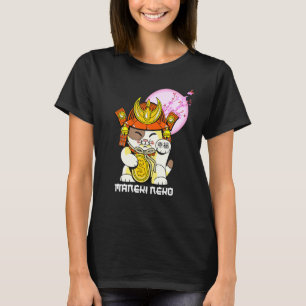 Cherry Blossom Sakura Flower Japanese Lucky Cat Ma T-Shirt