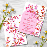 Cherry Blossom Sakura Flower Pink White Birthday  Invitation<br><div class="desc">Elegant cherry blossom flower and pink arch frame with vibrant typography white background birthday invitation.
Can be customised for any age!</div>