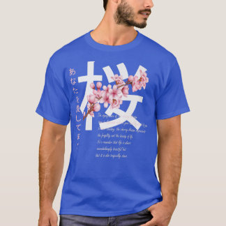 Cherry Blossom sakura Japanese kanji Aesthetic  T-Shirt