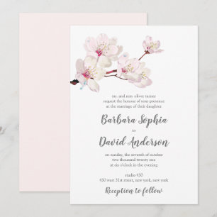 Cherry Blossom Sakura Japanese Wedding Invitation