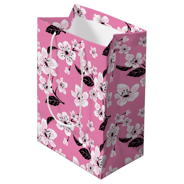 CHERRY BLOSSOM - SAKURA (LITE PINK) MEDIUM GIFT BAG (Front Angled)