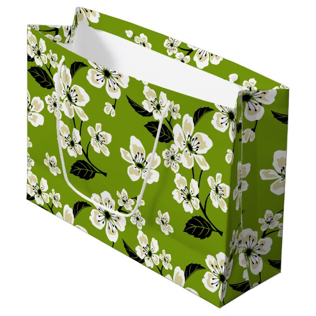 CHERRY BLOSSOM - SAKURA (MATCHA GREEN) Gift Bag (Front Angled)