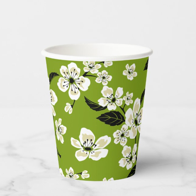 CHERRY BLOSSOM - SAKURA (MATCHA GREEN) PAPER CUPS (Front)