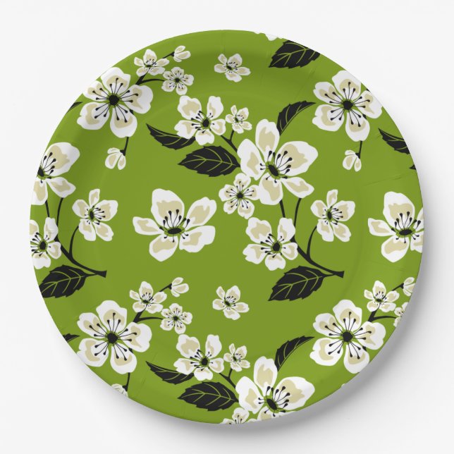 CHERRY BLOSSOM - SAKURA (MATCHA GREEN) PAPER PLATE (Front)