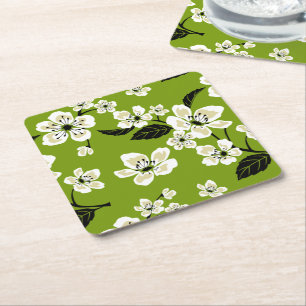 CHERRY BLOSSOM - SAKURA (MATCHA GREEN) SQUARE PAPER COASTER