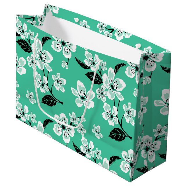 CHERRY BLOSSOM - SAKURA (MINT) Gift Bag (Front Angled)