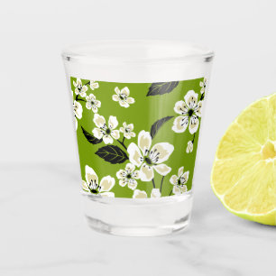 CHERRY BLOSSOM - SAKURA PATTERN IN MATCHA GREEN SHOT GLASS