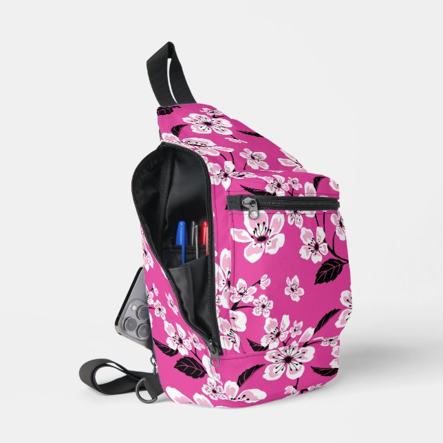 CHERRY BLOSSOM - SAKURA PATTERN IN PINK SLING BAG (Open)