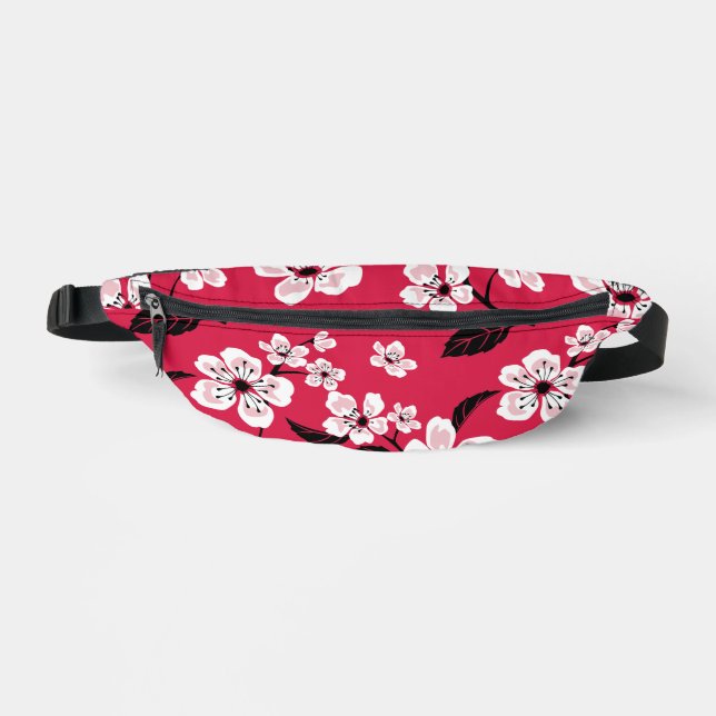 CHERRY BLOSSOM - SAKURA PATTERN IN RED BUM BAGS (Front)