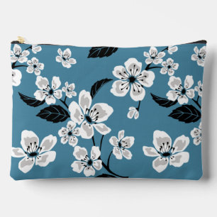 CHERRY BLOSSOM - SAKURA PATTERN IN SMOKY BLUE ACCESSORY POUCH