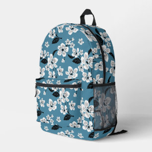 CHERRY BLOSSOM - SAKURA PATTERN IN SMOKY BLUE PRINTED BACKPACK