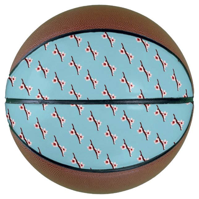 Cherry Blossom, Sakura, Pink Floral Pattern Basketball (Front)