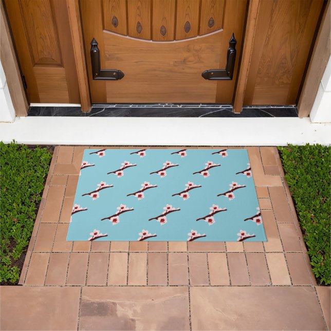 Cherry Blossom, Sakura, Pink Floral Pattern Doormat (Outdoor)