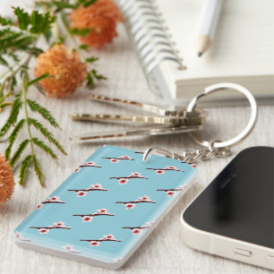 Cherry Blossom, Sakura, Pink Floral Pattern Key Ring